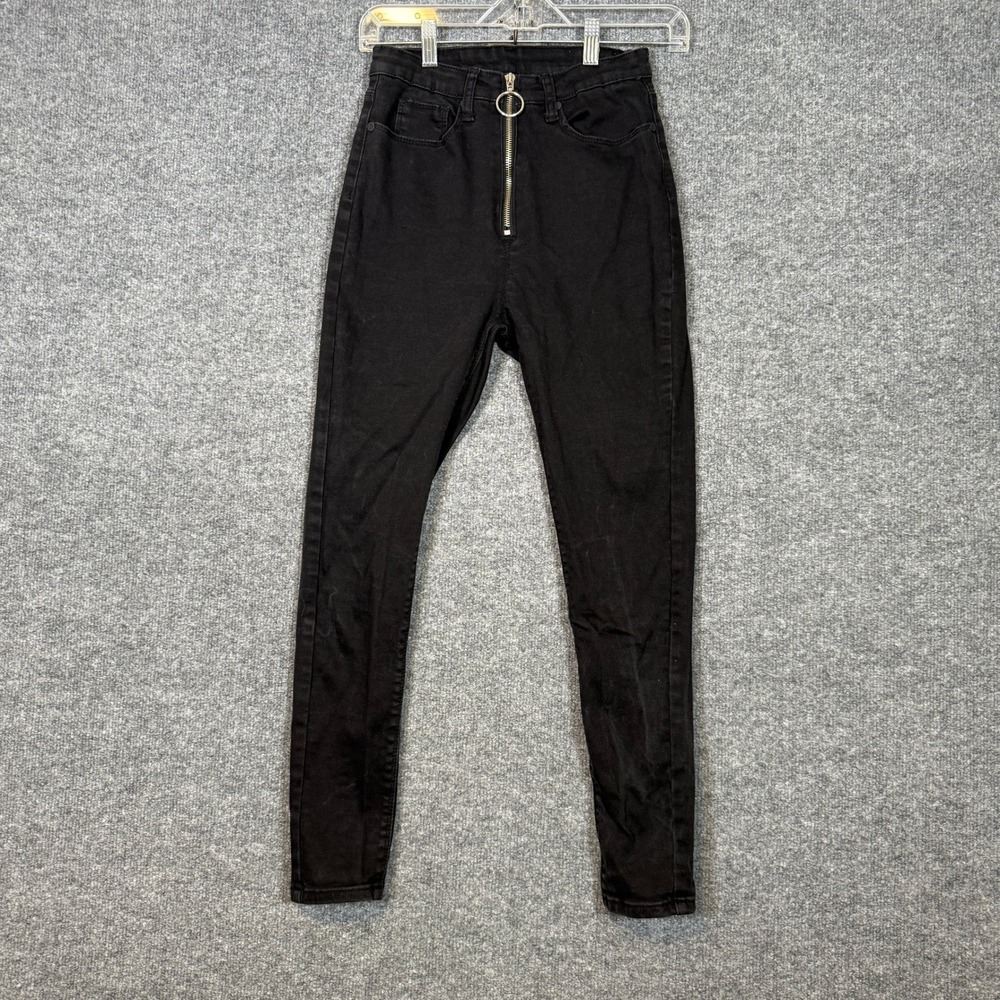 UNIF Pants Womens 26 Black High Rise Zipper Fly Jeans Goth Punk Emo Alternative